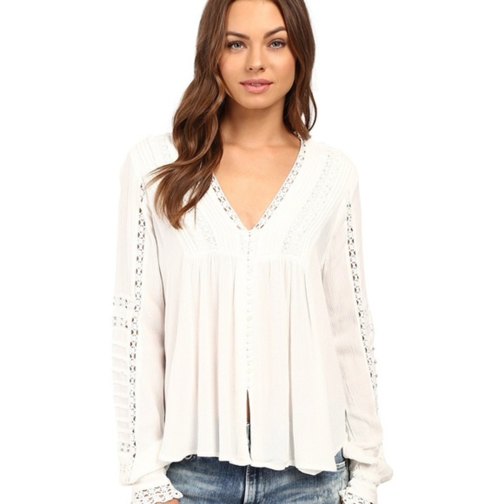 Free People Meet Me Halfway Boho Peasant Top